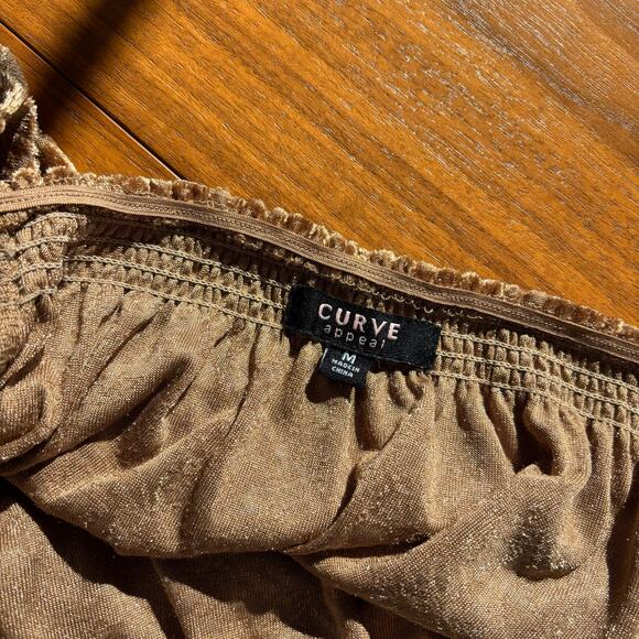 Curve Appeal Soft Crushed Velvet Off the Shoulder Top with Tie Sleeves Size M - Picture 3 of 9